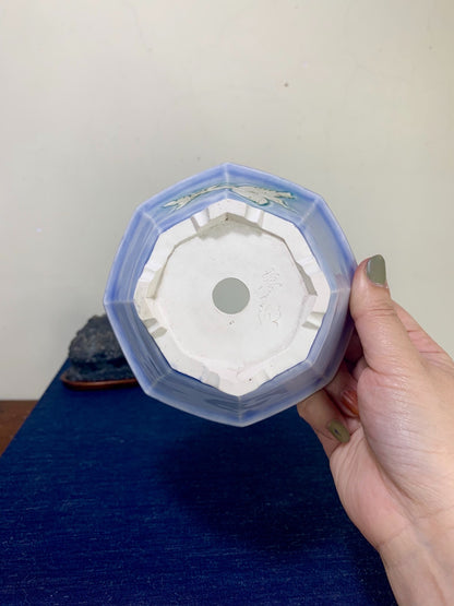 Relief-Carved Octagonal Japanese Pot by Haraguchi Yumeiko