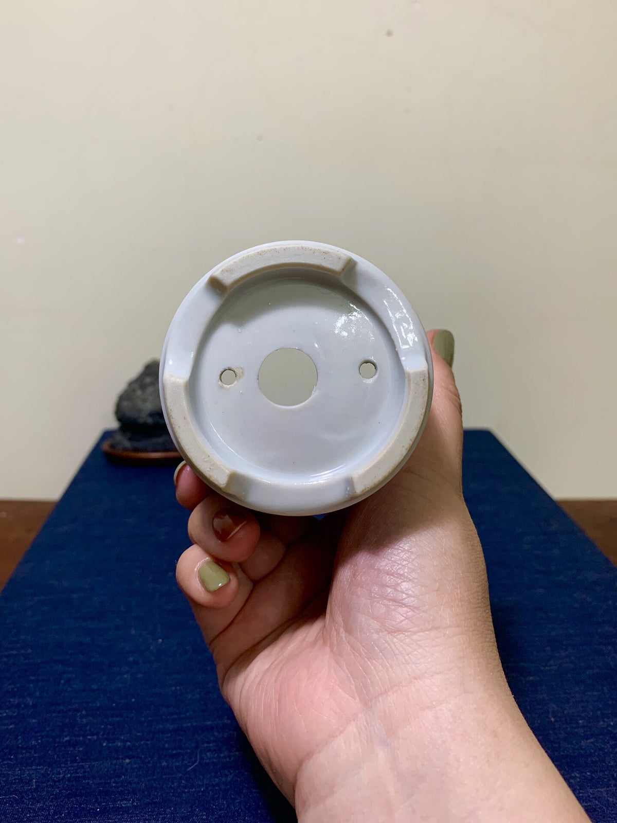 Kutani Sei-Oku Enamelled Fan-Panel Cylindrical Pot Japanese Bonsai Pot