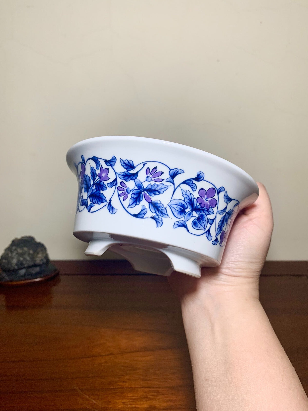 Kutani Tsuruho Enamelled Tang草 Pattern Open Mouth Japanese Pot