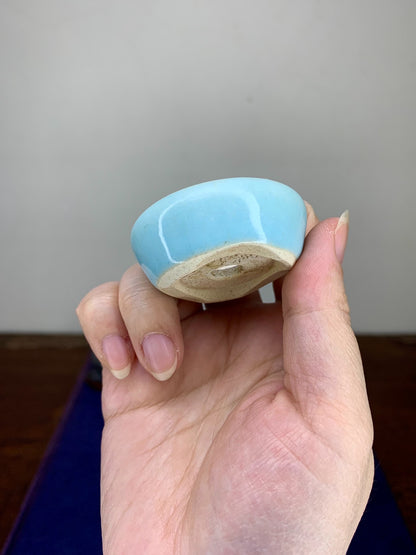 Sky-Blue Glaze, Small Round Pot by Mikata