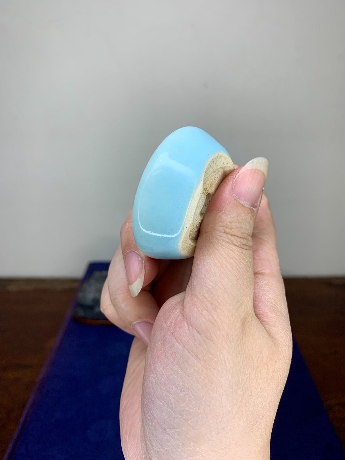Sky-Blue Glaze, Small Round Pot by Mikata