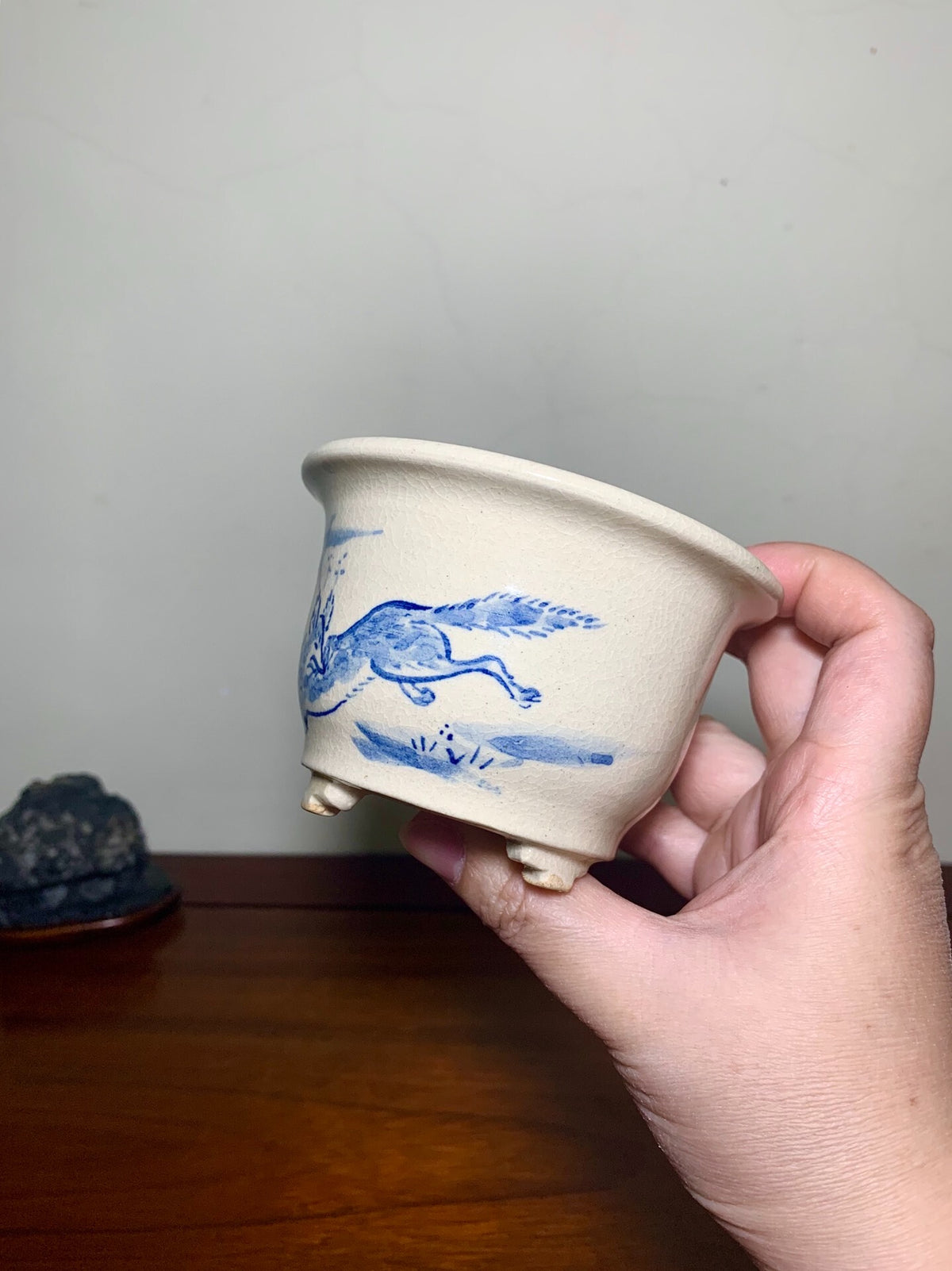 Shuubou Enameled Outer Rim Large Cylindrical Pot Japanese Bonsai Pot