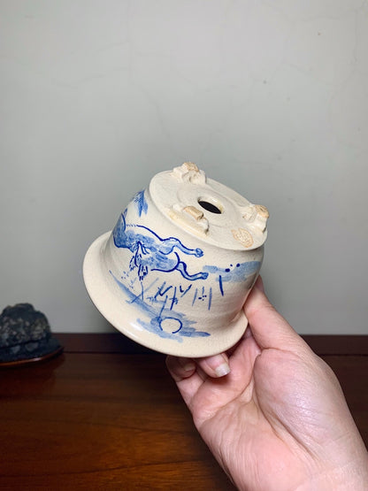 Shuubou Enameled Outer Rim Large Cylindrical Pot Japanese Bonsai Pot