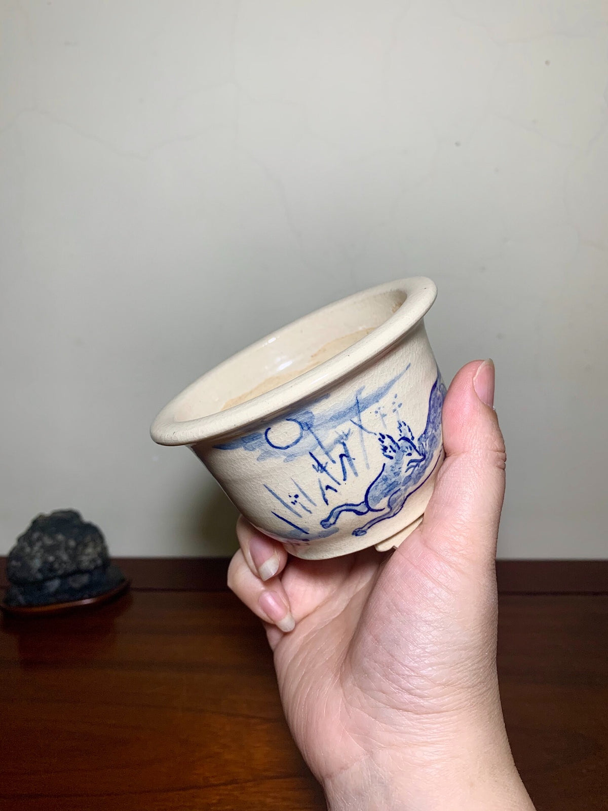 Shuubou Enameled Outer Rim Large Cylindrical Pot Japanese Bonsai Pot