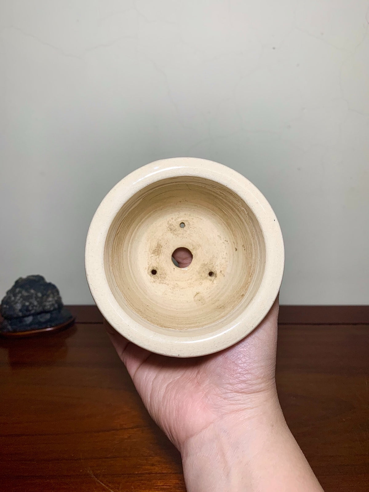 Shuubou Enameled Outer Rim Large Cylindrical Pot Japanese Bonsai Pot