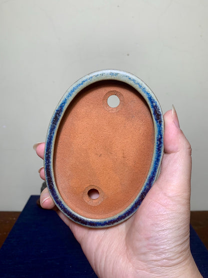 Sugaura Fukuhaku Sky-Blue Glaze Waist-Round Japanese Pot
