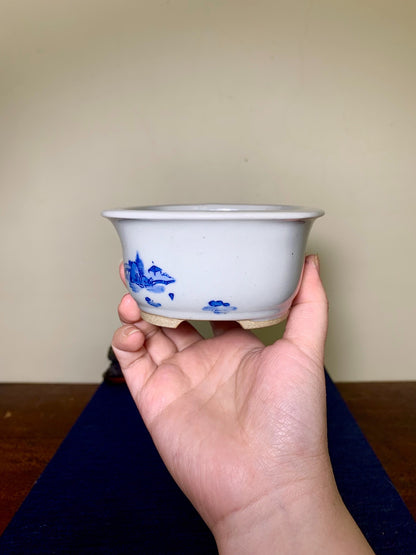 Tōsen, Landscape-Themed Rectangular Japanese Bonsai Pot by Marutou
