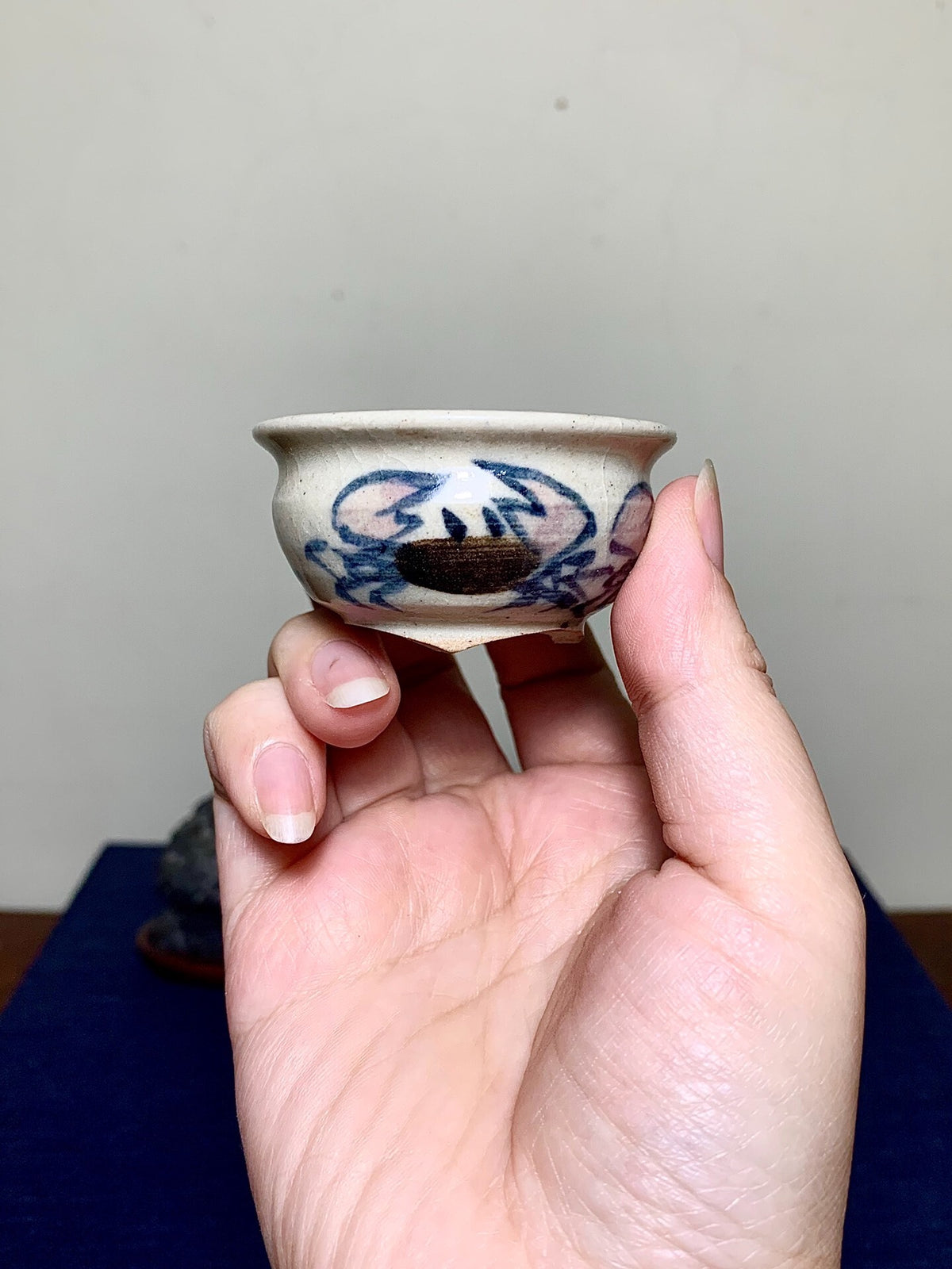 Classic Enamelled Crab Japanese Bonsai Pot by Nakamura Shō