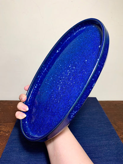 春松 Ruri Blue Glaze Kiln-Transmuted Water Base Suiban Tray