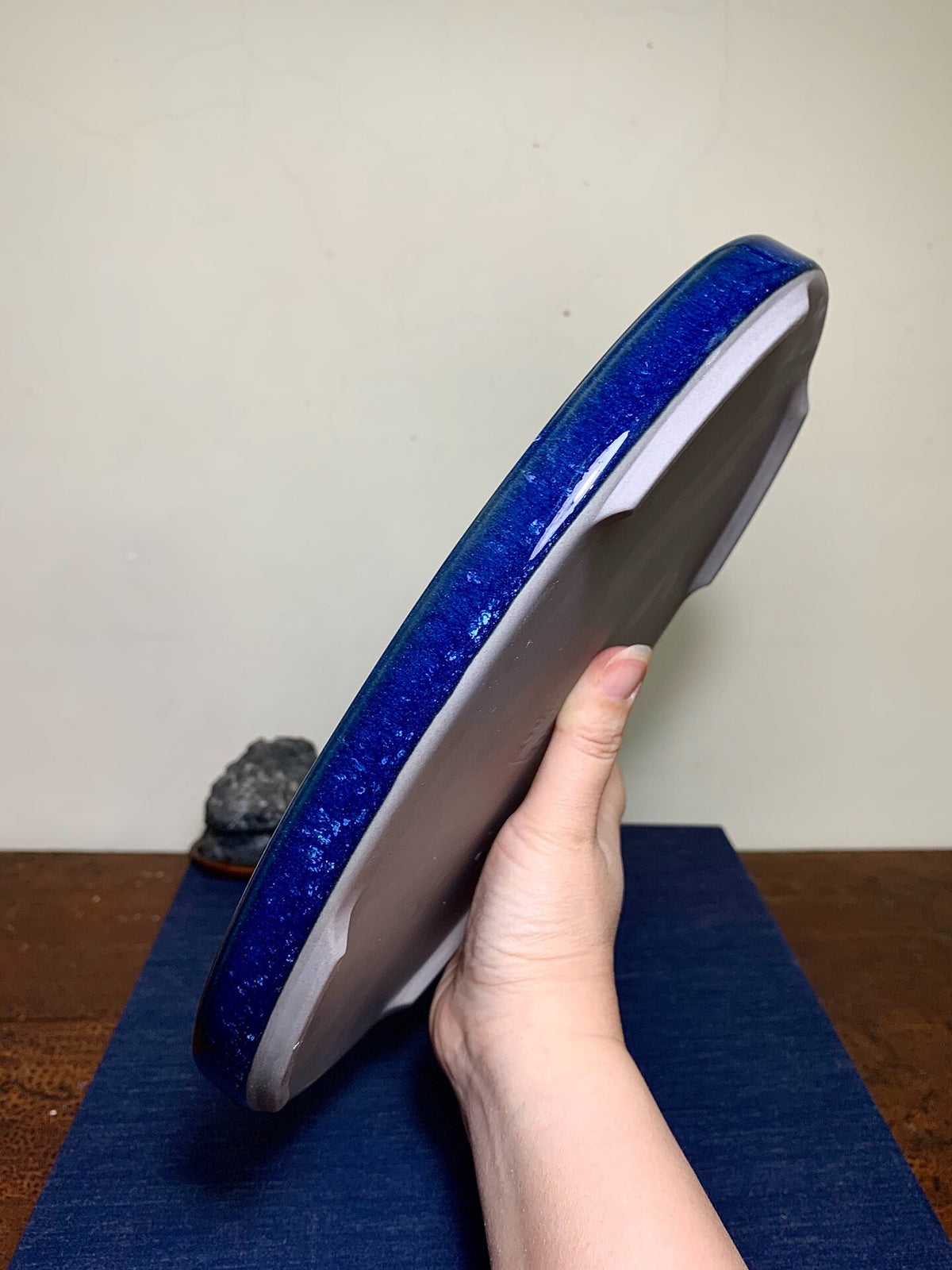 春松 Ruri Blue Glaze Kiln-Transmuted Water Base Suiban Tray
