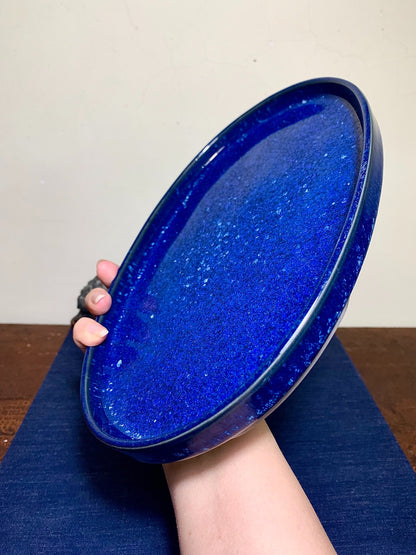 春松 Ruri Blue Glaze Kiln-Transmuted Water Base Suiban Tray