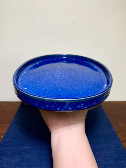 春松 Ruri Blue Glaze Kiln-Transmuted Water Base Suiban Tray