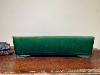 Cloth-Textured Glaze, Cut-Footed Rectangular Japanese Pot by Watanabe Kazuhiro