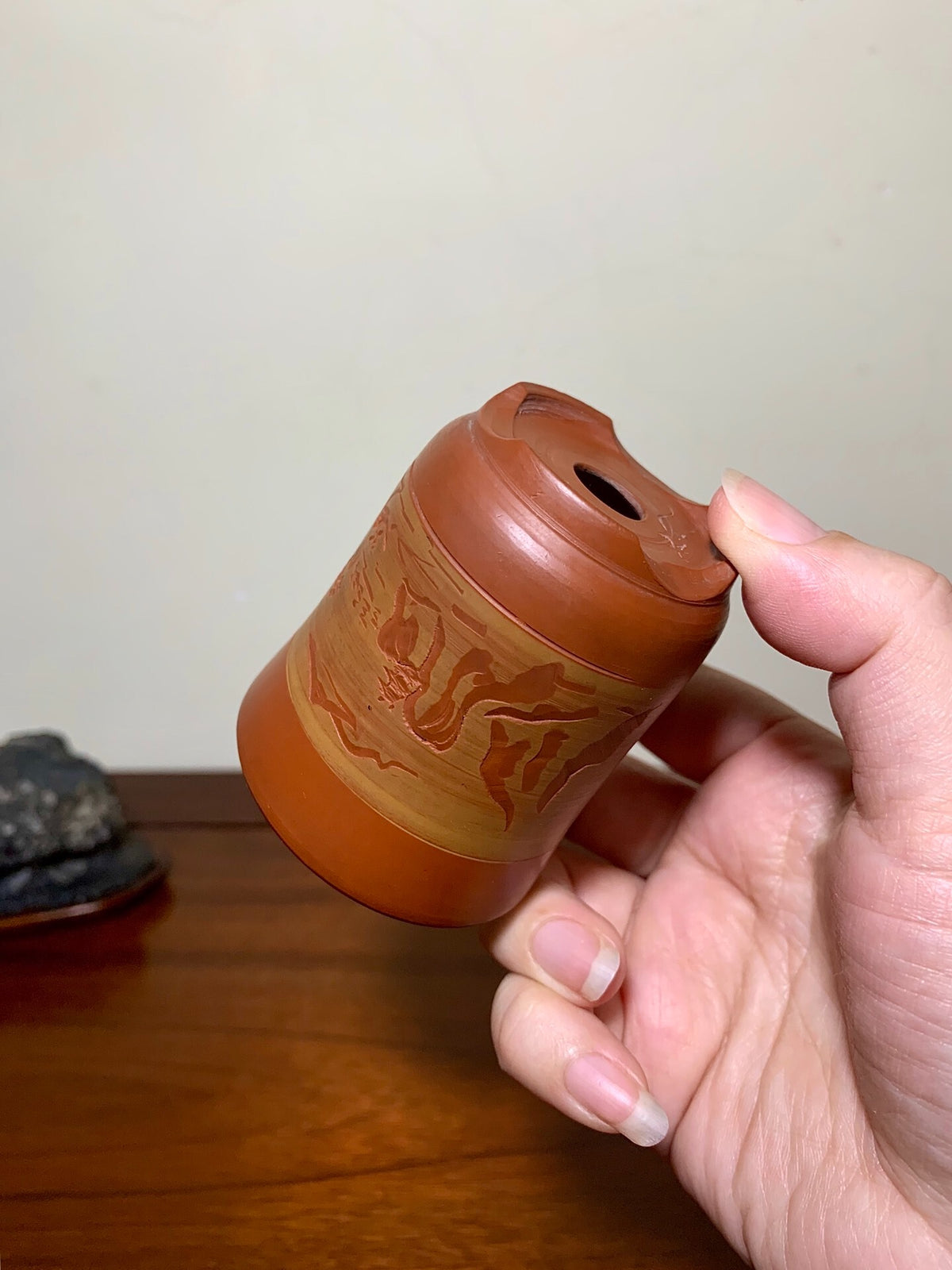 Shou Hachi Shudei Incised Cylindrical Pot Japanese Bonsai Pot