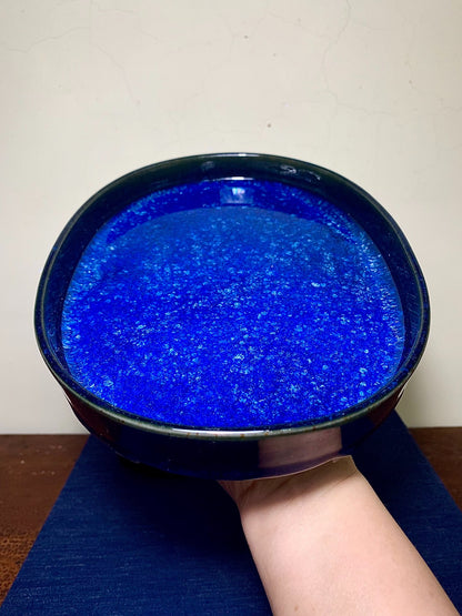 春松 Ruri Glaze Kiln-Transmuted Suiban Tray