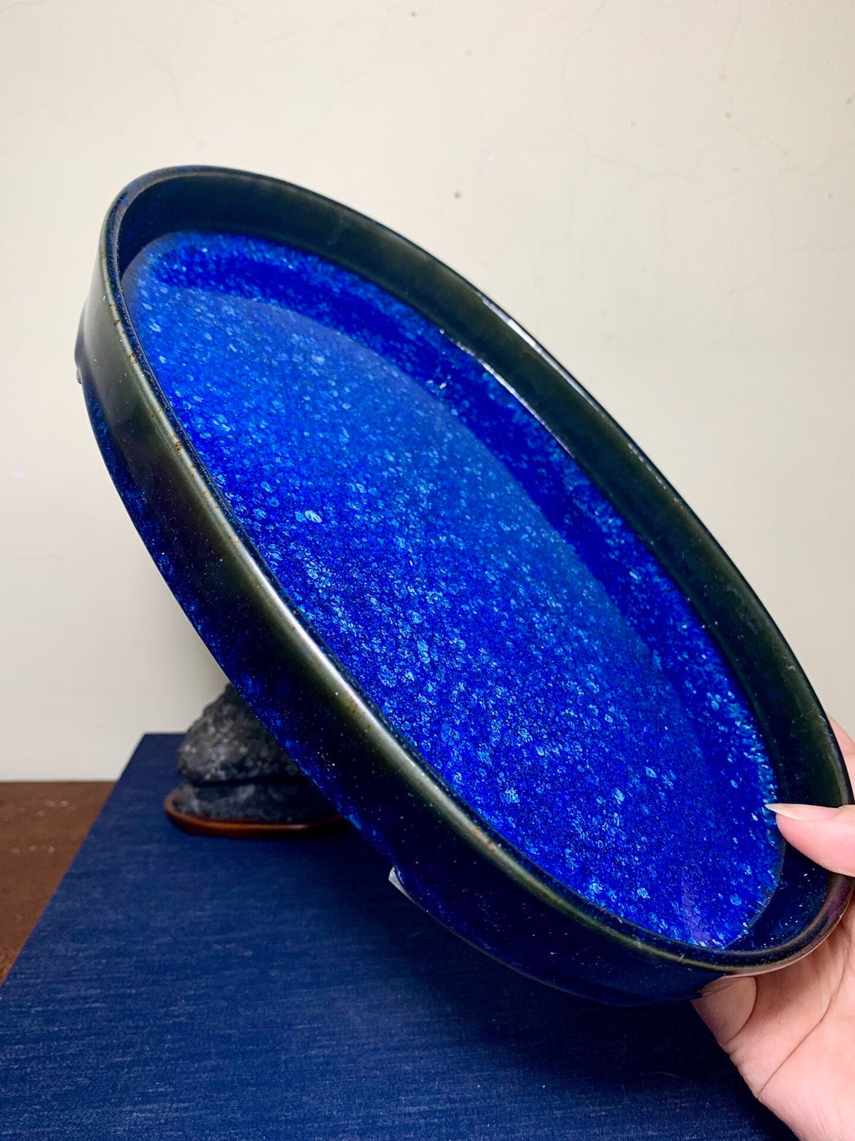 春松 Ruri Glaze Kiln-Transmuted Suiban Tray