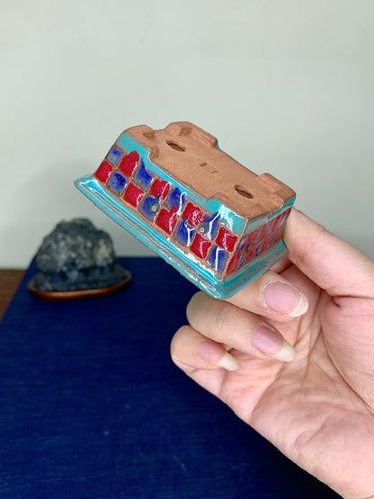 壹兴造记夫人 Shi-Matsu Pattern Outer Rim Small Rectangular Japanese Pot