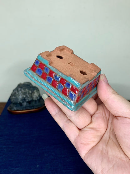 壹兴造记夫人 Shi-Matsu Pattern Outer Rim Small Rectangular Japanese Pot