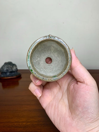 Ishizue Hand-Pinched Frog Decoration Small Wheel Flower Japanese Pot