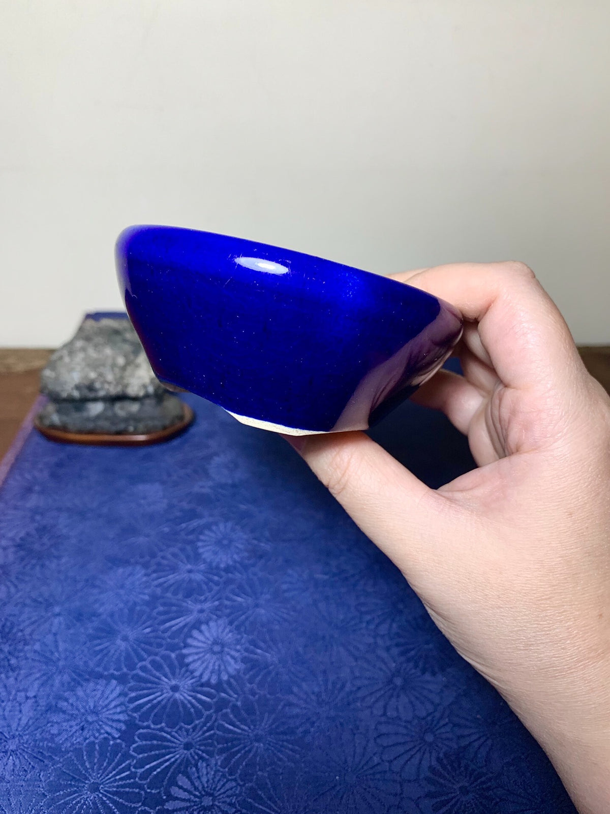 Ruri Glaze Round Pot by Mikata