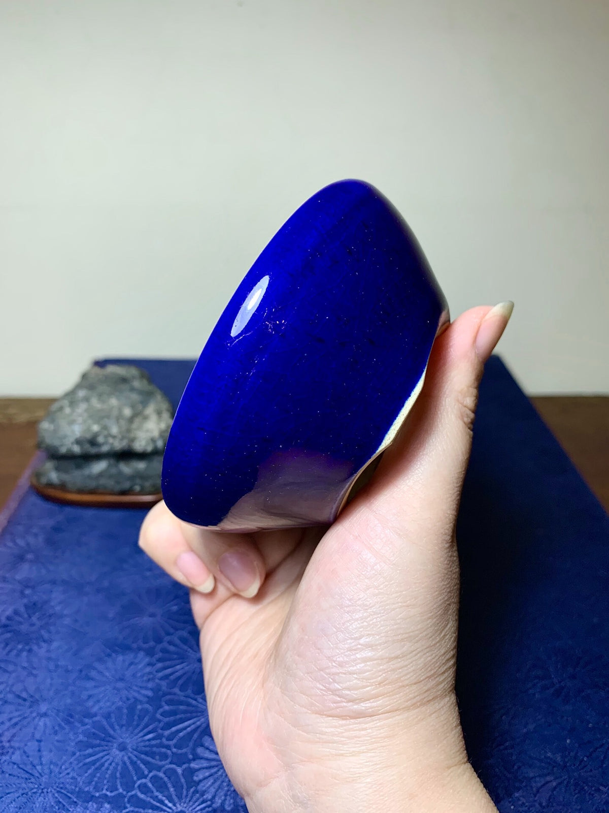 Ruri Glaze Round Pot by Mikata