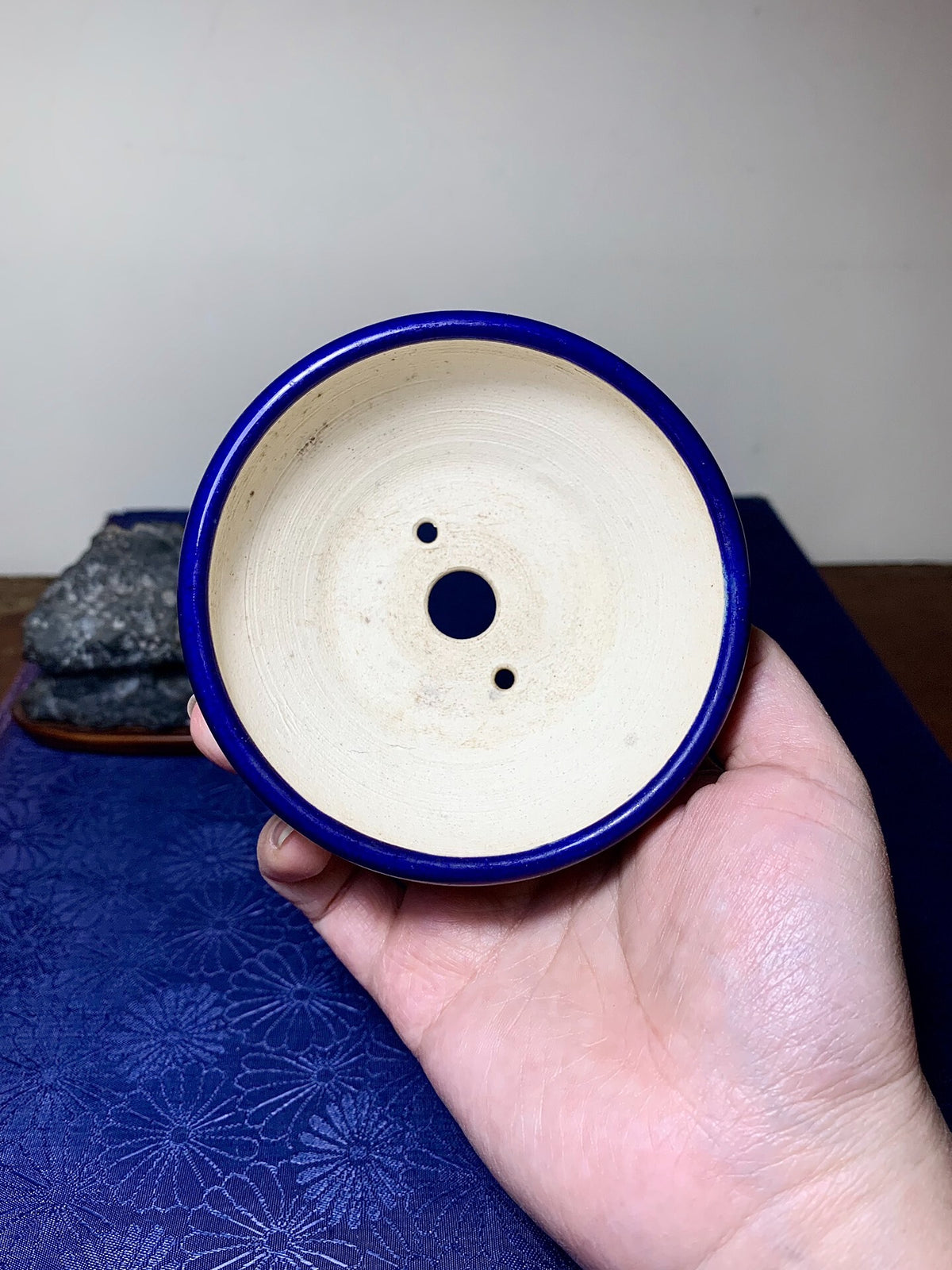 Ruri Glaze Round Pot by Mikata
