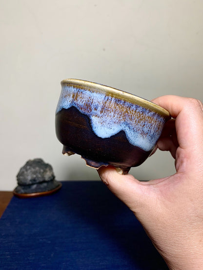 Shinsha Copper-Red Glaze Kiln-Transmuted Round Pot by Haraguchi Yumeiko