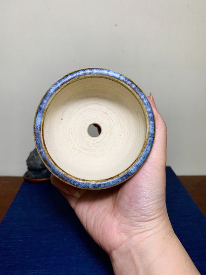Shinsha Copper-Red Glaze Kiln-Transmuted Round Pot by Haraguchi Yumeiko