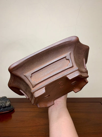 Purple Clay Lower Band Large Corner-Inlaid Kuimatsu Face Japanese Pot by Kobasaki Takashi