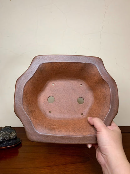 Purple Clay Lower Band Large Corner-Inlaid Kuimatsu Face Japanese Pot by Kobasaki Takashi