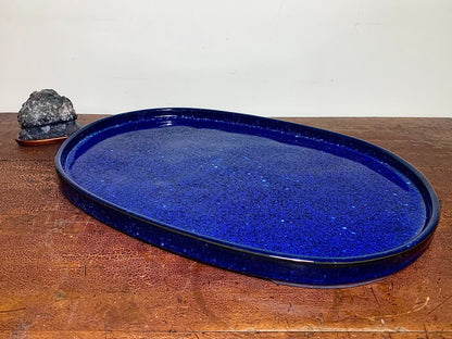 春松 Ruri Blue Glaze Kiln-Transmuted Water Base Suiban Tray