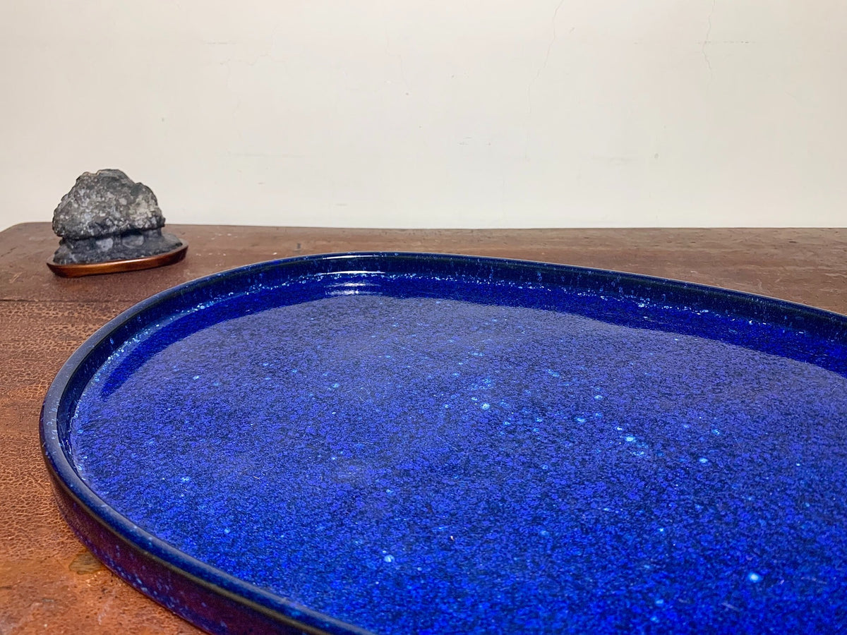 春松 Ruri Blue Glaze Kiln-Transmuted Water Base Suiban Tray