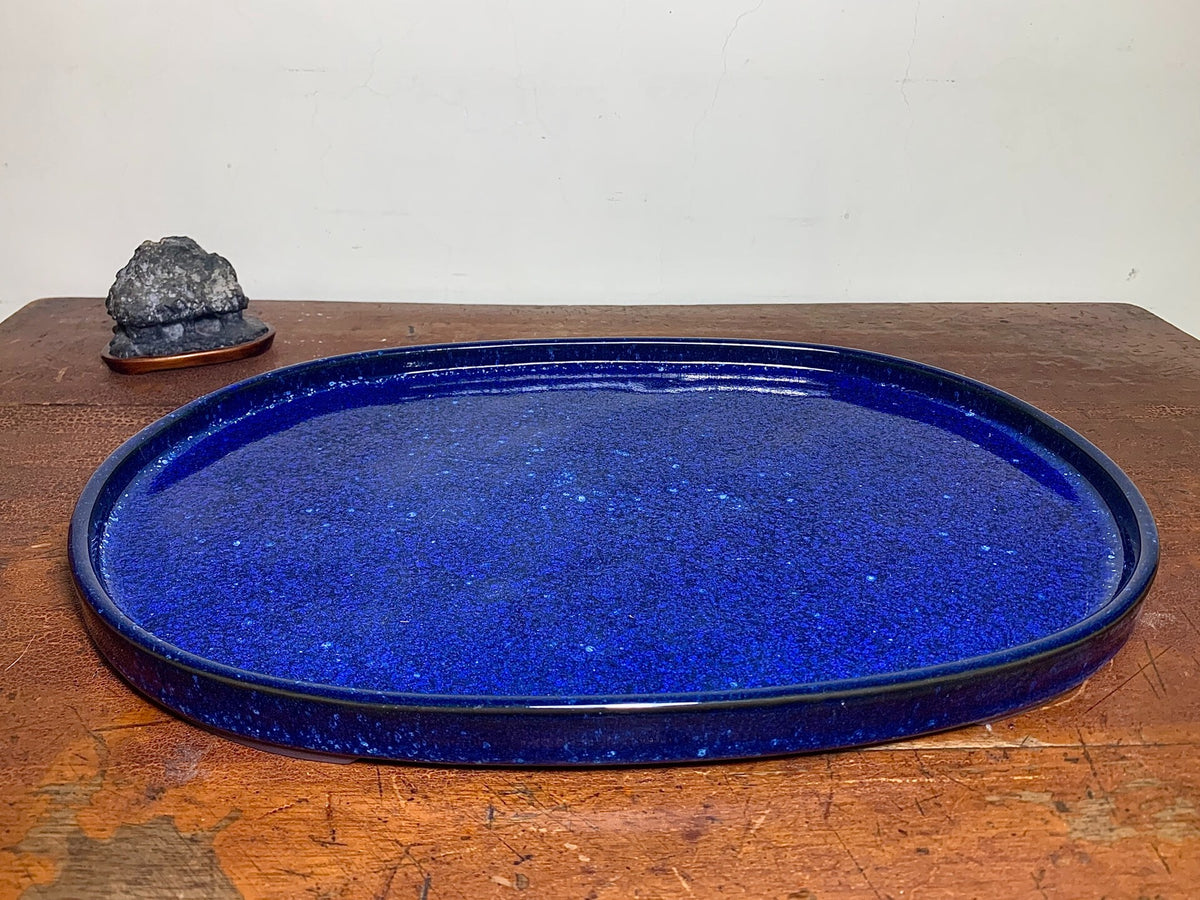 春松 Ruri Blue Glaze Kiln-Transmuted Water Base Suiban Tray
