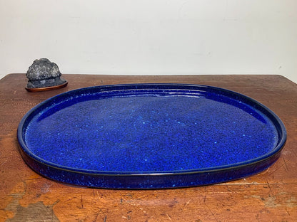 春松 Ruri Blue Glaze Kiln-Transmuted Water Base Suiban Tray