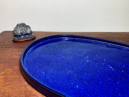 春松 Ruri Blue Glaze Kiln-Transmuted Water Base Suiban Tray