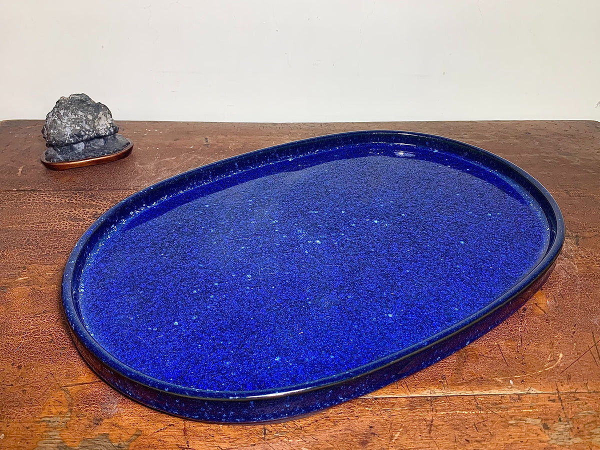 春松 Ruri Blue Glaze Kiln-Transmuted Water Base Suiban Tray