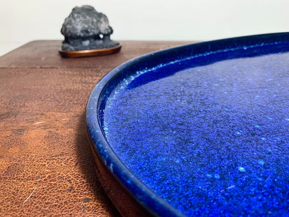 春松 Ruri Blue Glaze Kiln-Transmuted Water Base Suiban Tray