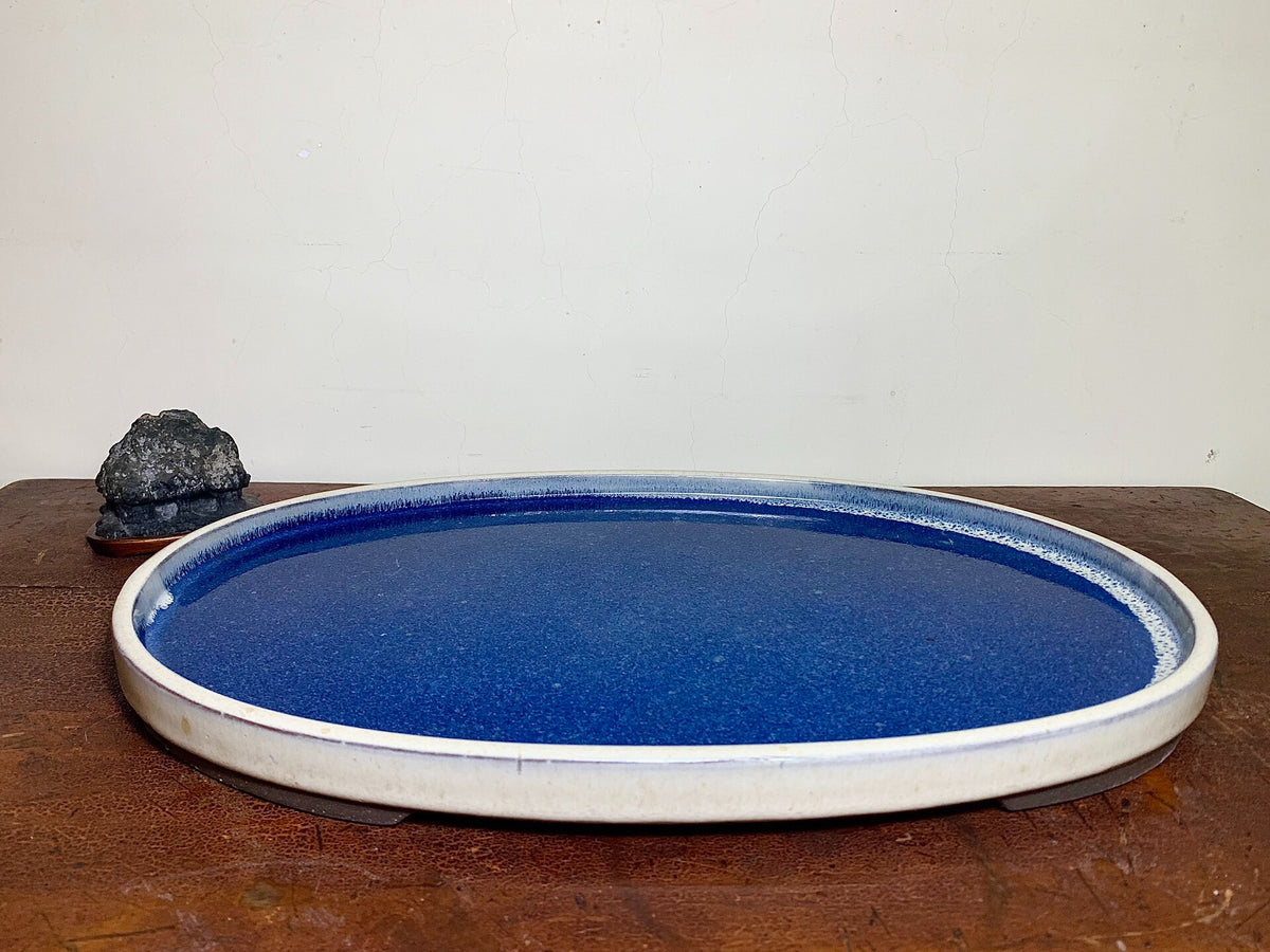 春松 Ruri Blue Glaze Kiln-Transmuted Water Base Suiban Tray