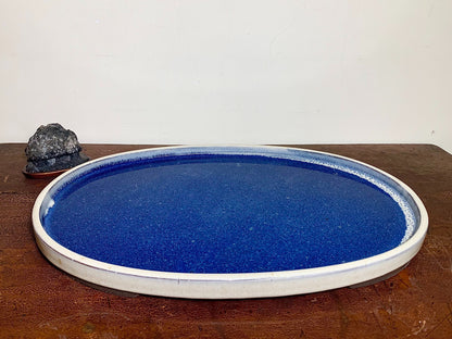春松 Ruri Blue Glaze Kiln-Transmuted Water Base Suiban Tray