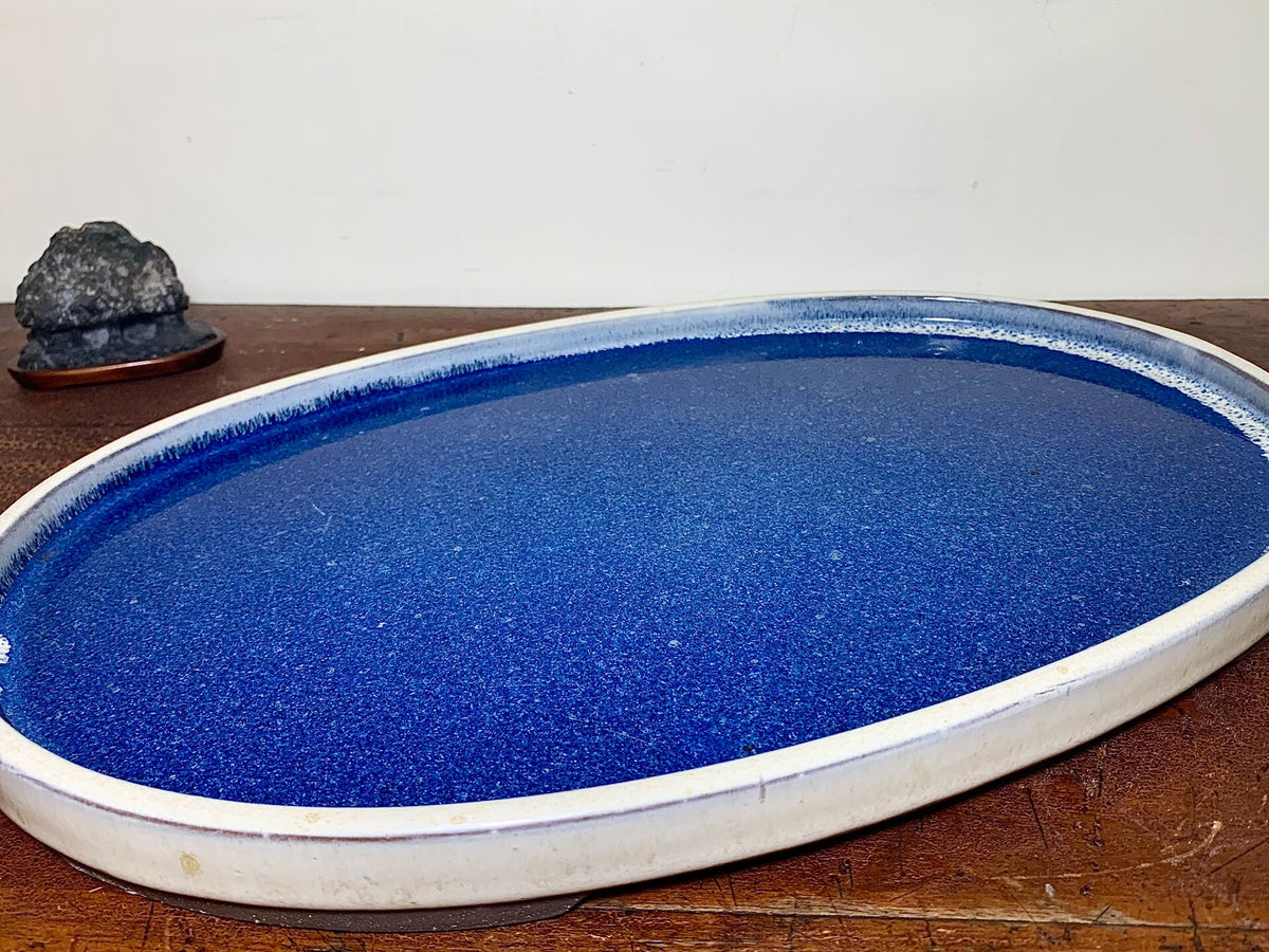 春松 Ruri Blue Glaze Kiln-Transmuted Water Base Suiban Tray