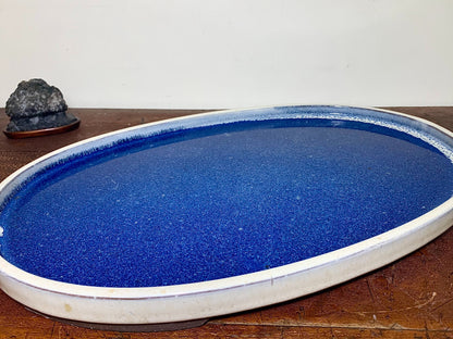 春松 Ruri Blue Glaze Kiln-Transmuted Water Base Suiban Tray