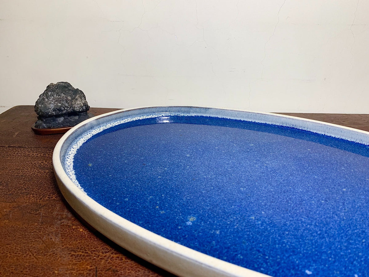 春松 Ruri Blue Glaze Kiln-Transmuted Water Base Suiban Tray