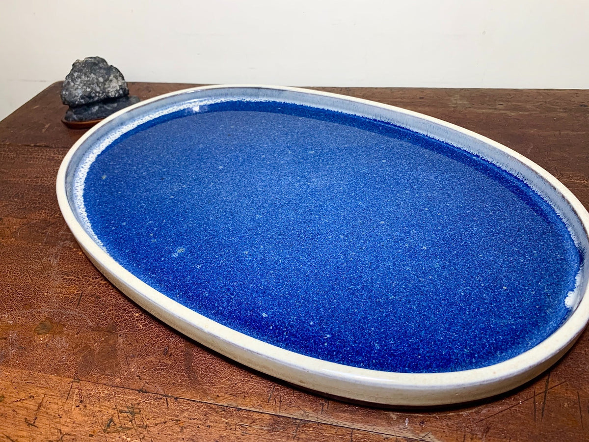 春松 Ruri Blue Glaze Kiln-Transmuted Water Base Suiban Tray