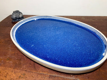 春松 Ruri Blue Glaze Kiln-Transmuted Water Base Suiban Tray