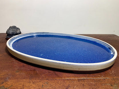 春松 Ruri Blue Glaze Kiln-Transmuted Water Base Suiban Tray
