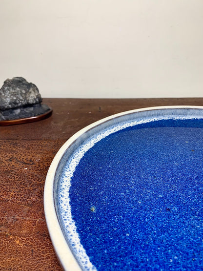 春松 Ruri Blue Glaze Kiln-Transmuted Water Base Suiban Tray