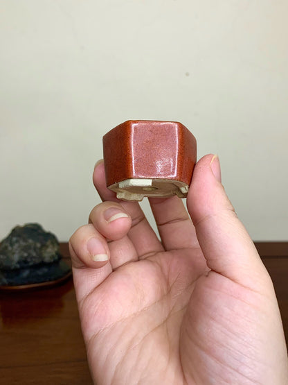 Hexagonal Pot with Cut Foot, Japanese Bonsai Pot by Kusayama