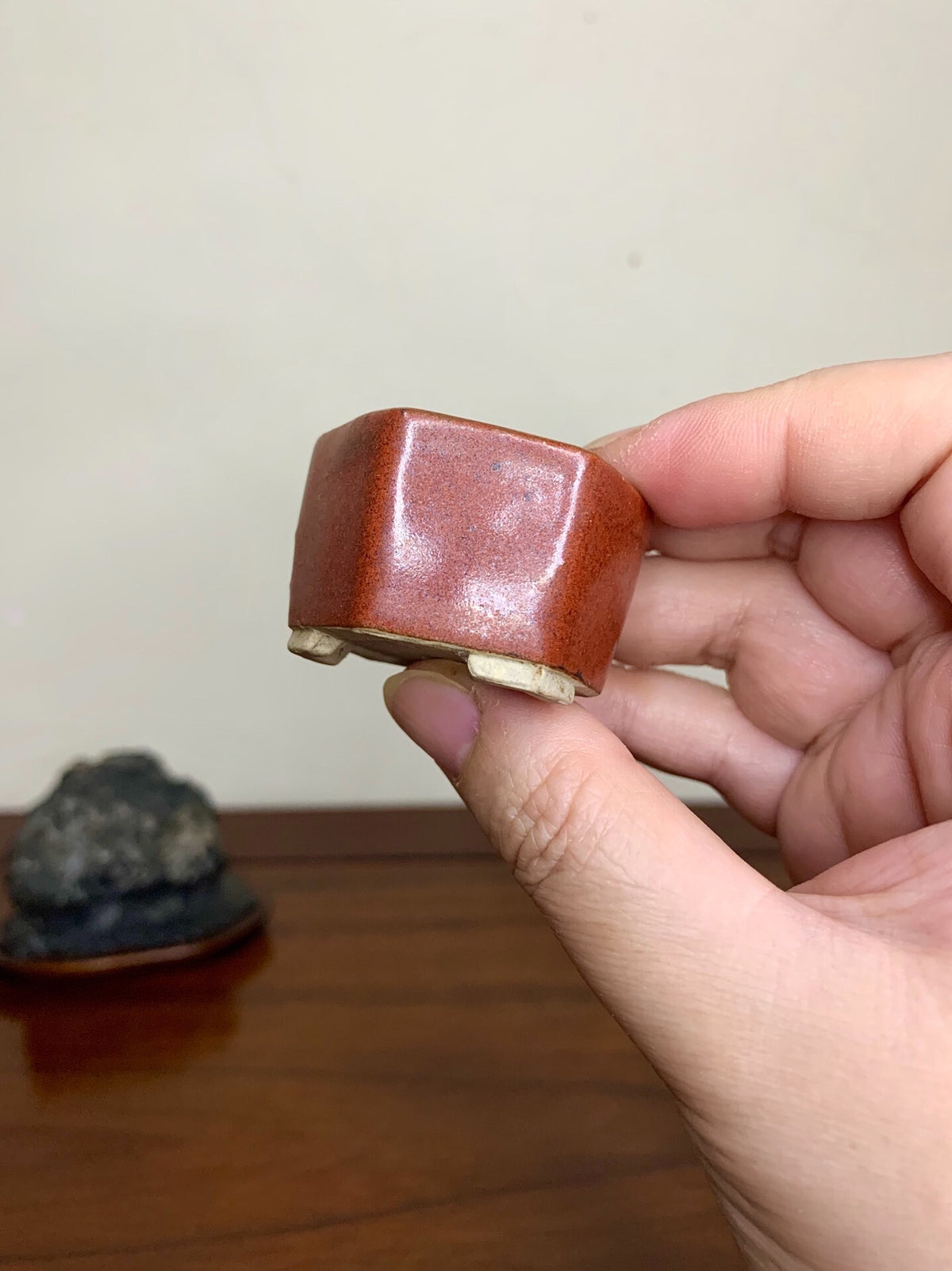 Hexagonal Pot with Cut Foot, Japanese Bonsai Pot by Kusayama