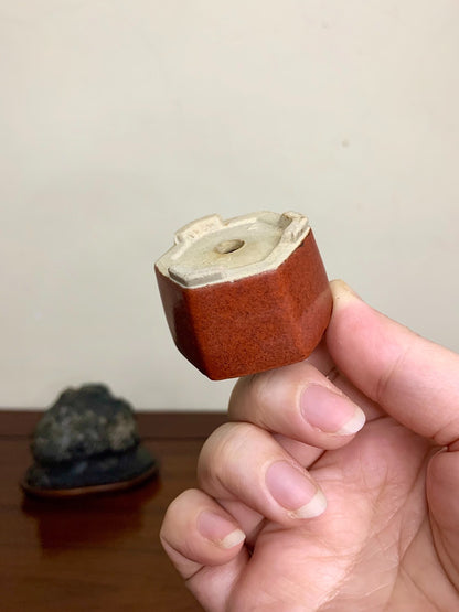 Hexagonal Pot with Cut Foot, Japanese Bonsai Pot by Kusayama