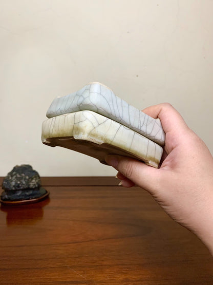 Large Rectangular Japanese Pot with Cut Feet by Chōsō